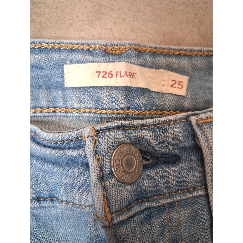 Levis 726 Flare Wide Leg Jeans Womens Size 25 Cowgirl Rodeo Western Distressed - Picture 7 of 11